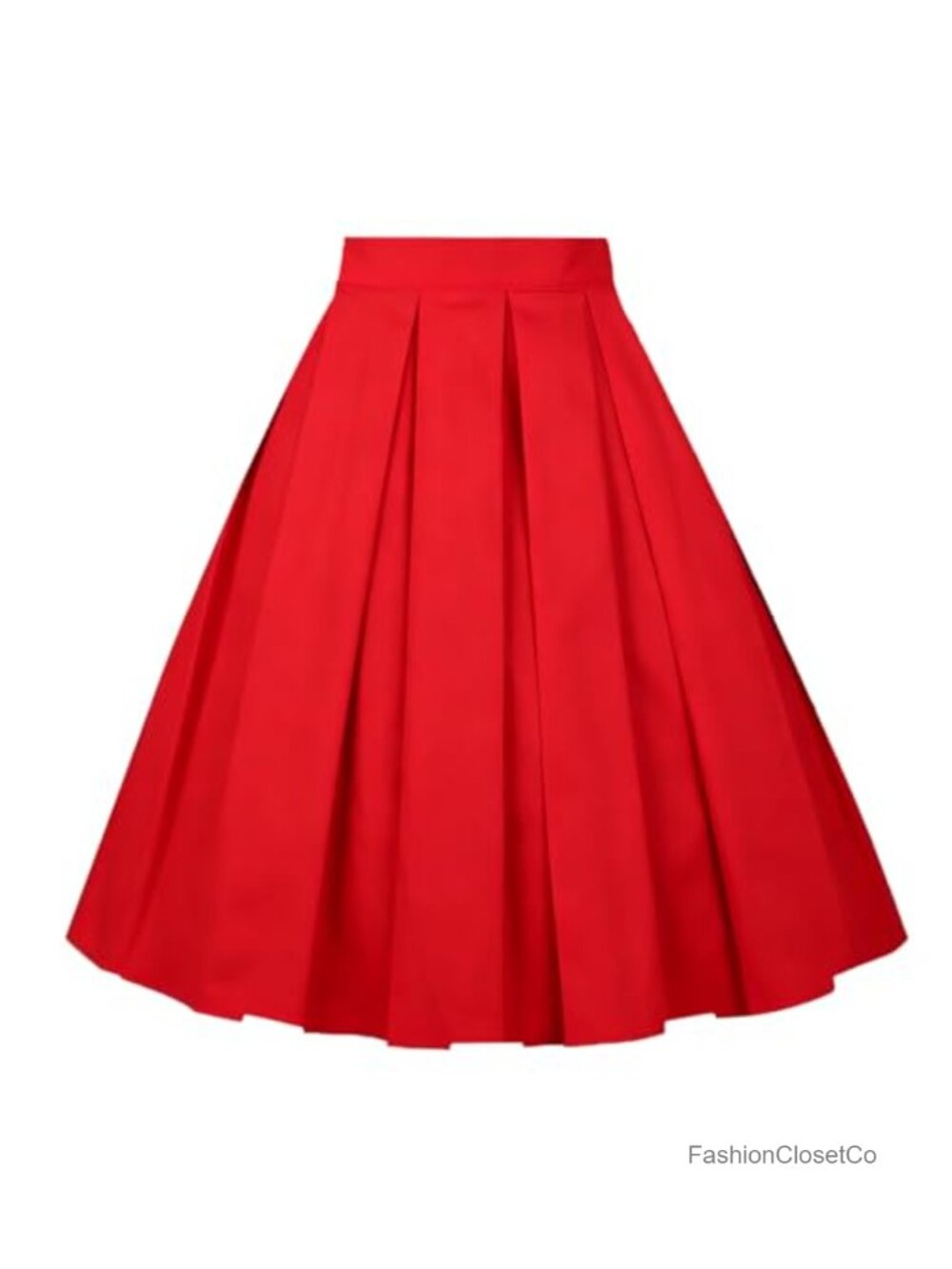 Pleated Vintage High Waist A-line Midi Skirt with Pockets